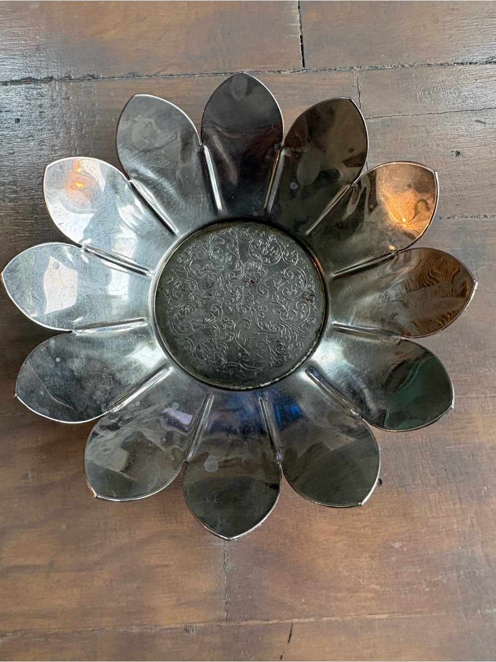 vintage mid-century silver-plated lotus flower bowl,